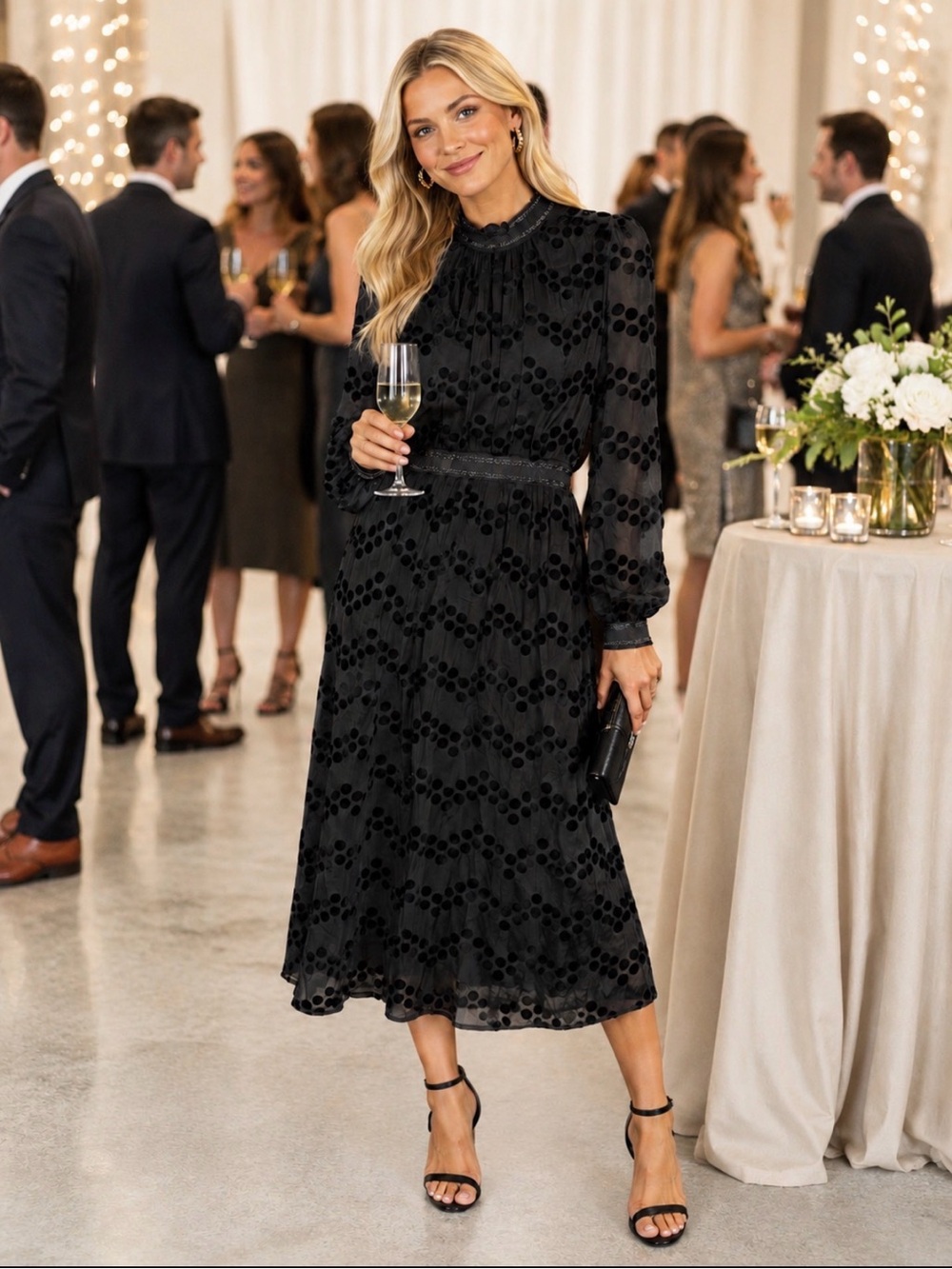 NWT Tory Burch Black Velvet Devore Midi Dress SZ 4 Cocktail Part Wedding Guest